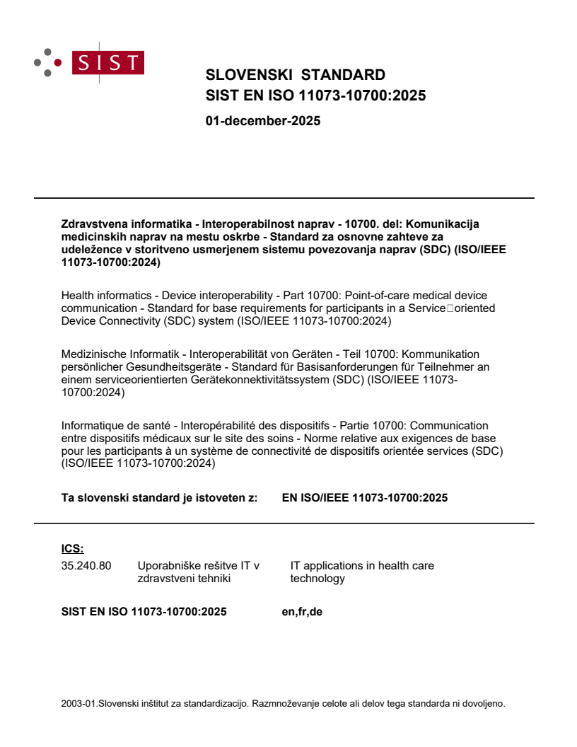 SIST EN ISO 11073-10700:2025 SIST EN ISO 11073-10700:2025 - BARVE