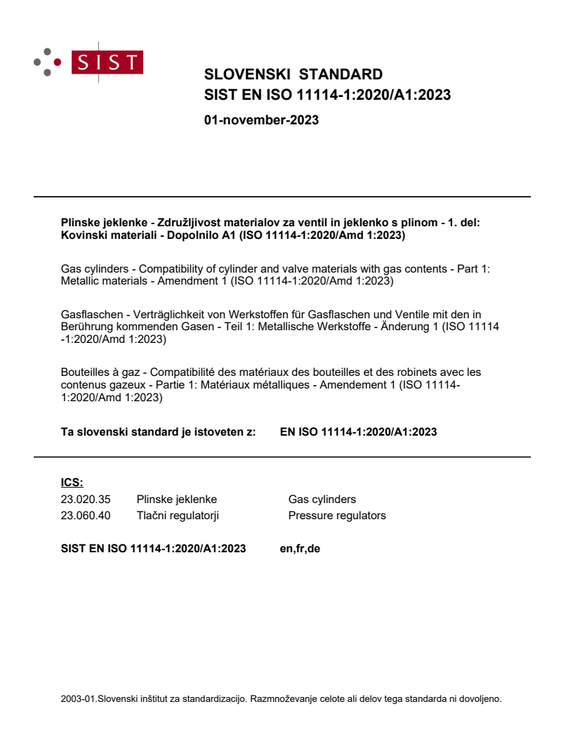 EN ISO 11114-1:2020/A1:2023 EN ISO 11114-1:2020/A1:2023 - Page 1 preview