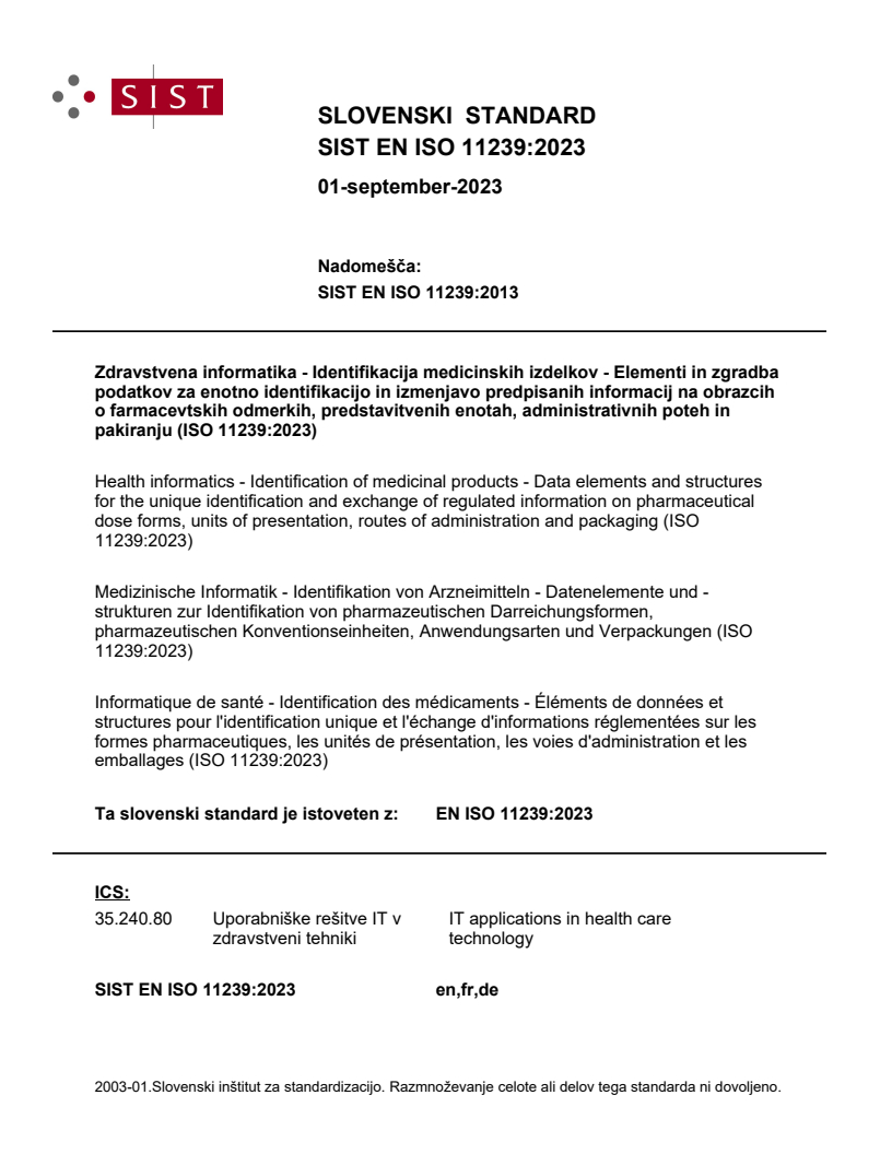 EN ISO 11239:2023 EN ISO 11239:2023 - Page 1 preview