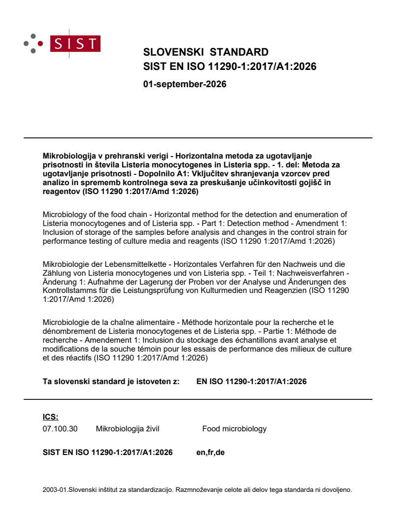 EN ISO 11290-1:2017/A1:2026 EN ISO 11290-1:2017/A1:2026 - Page 1 preview