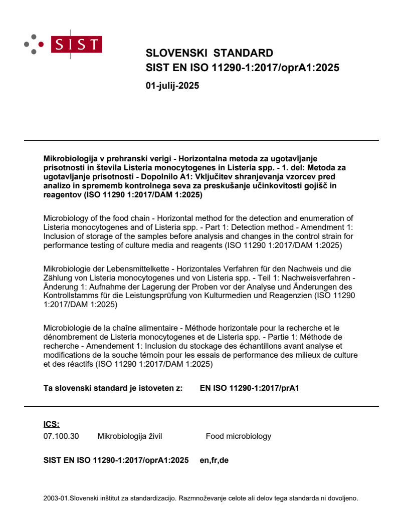 EN ISO 11290-1:2017/oprA1:2025