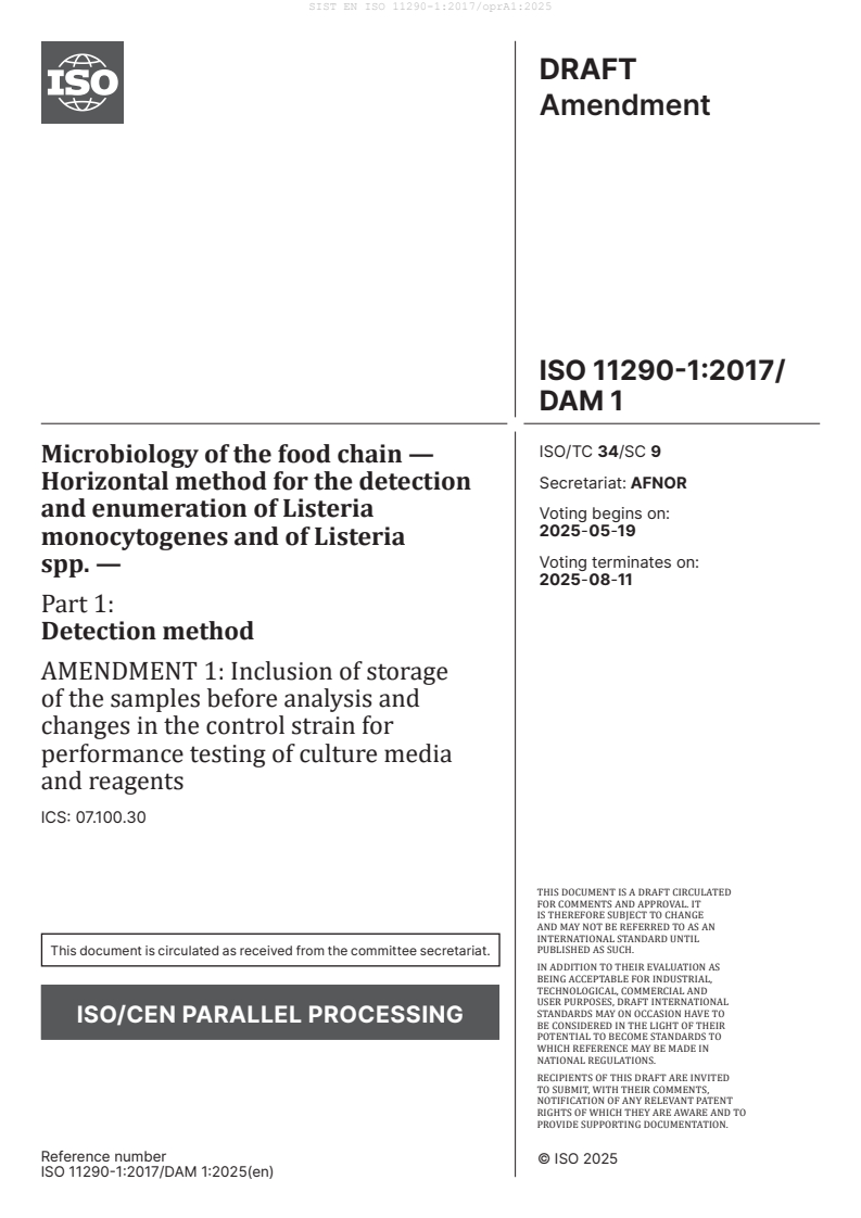 EN ISO 11290-1:2017/oprA1:2025