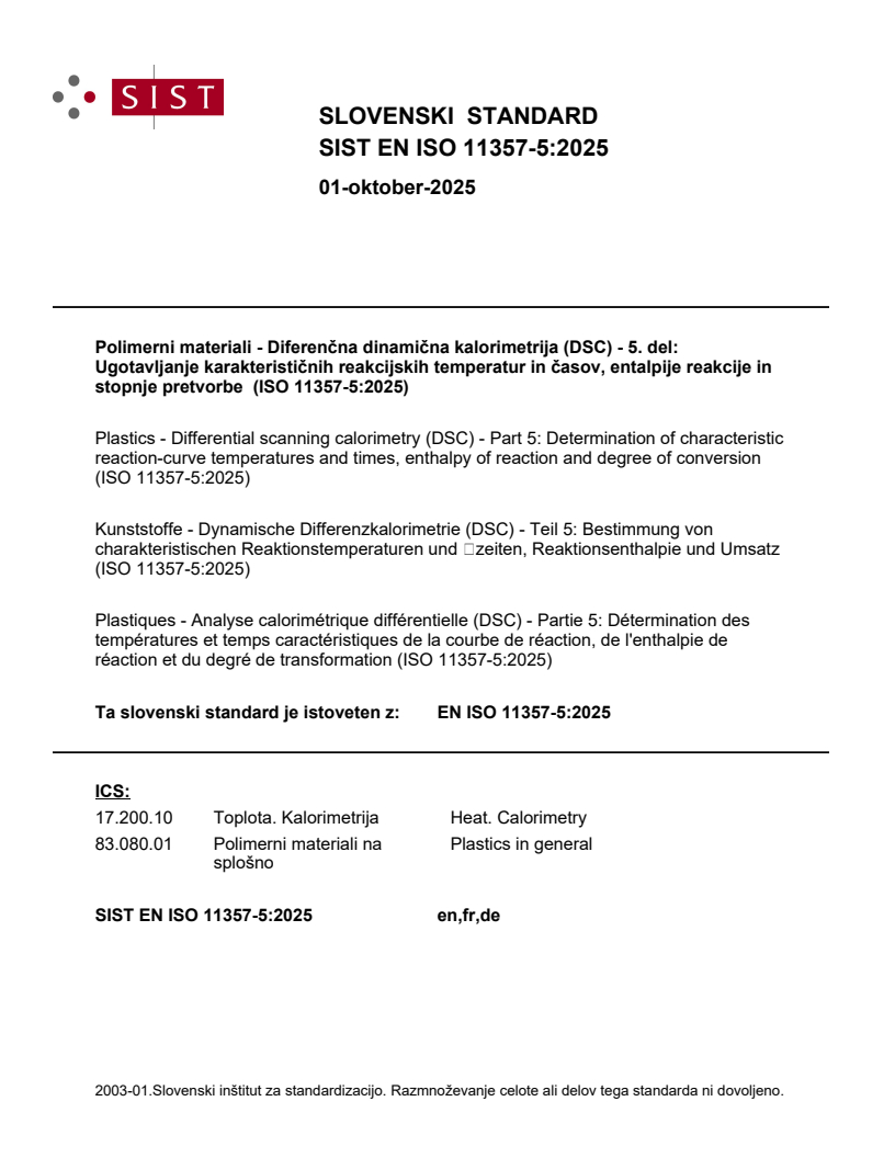 SIST EN ISO 11357-5:2025