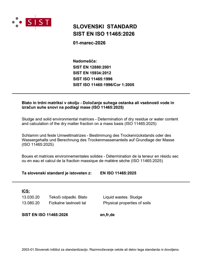 SIST EN ISO 11465:2026 SIST EN ISO 11465:2026 - Page 1 preview
