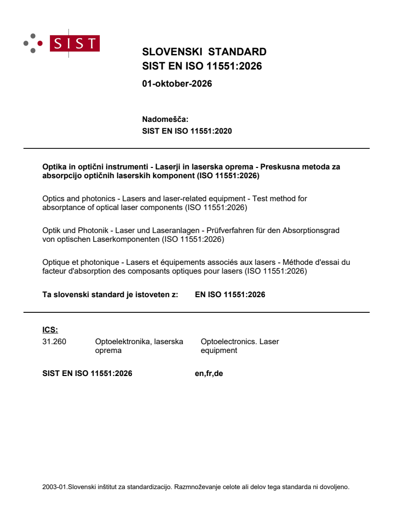 SIST EN ISO 11551:2026 SIST EN ISO 11551:2026 - Page 1 preview