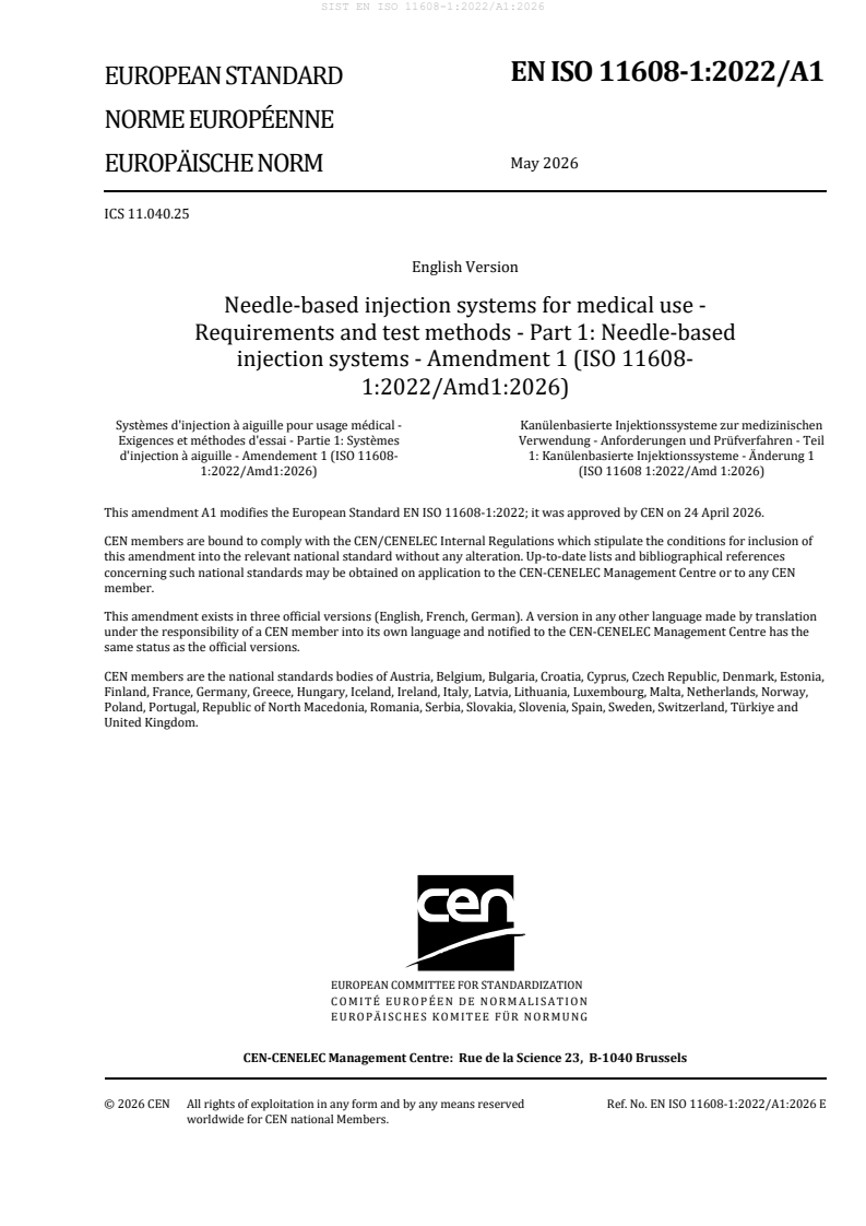 SIST EN ISO 11608-1:2022/A1:2026 SIST EN ISO 11608-1:2022/A1:2026 - Page 3 preview