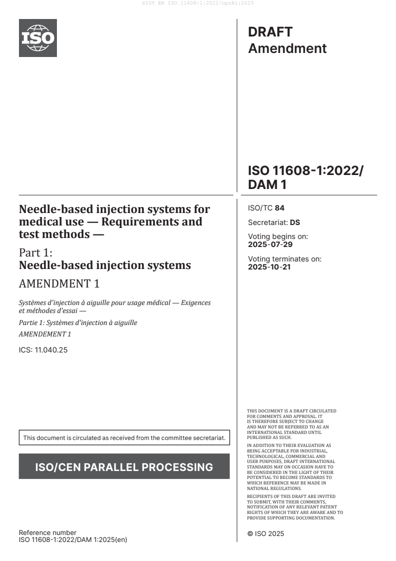 EN ISO 11608-1:2022/oprA1:2025