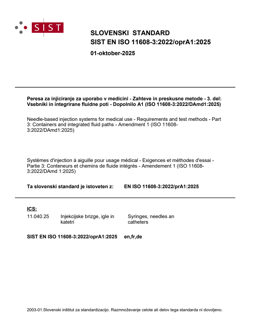 EN ISO 11608-3:2022/oprA1:2025