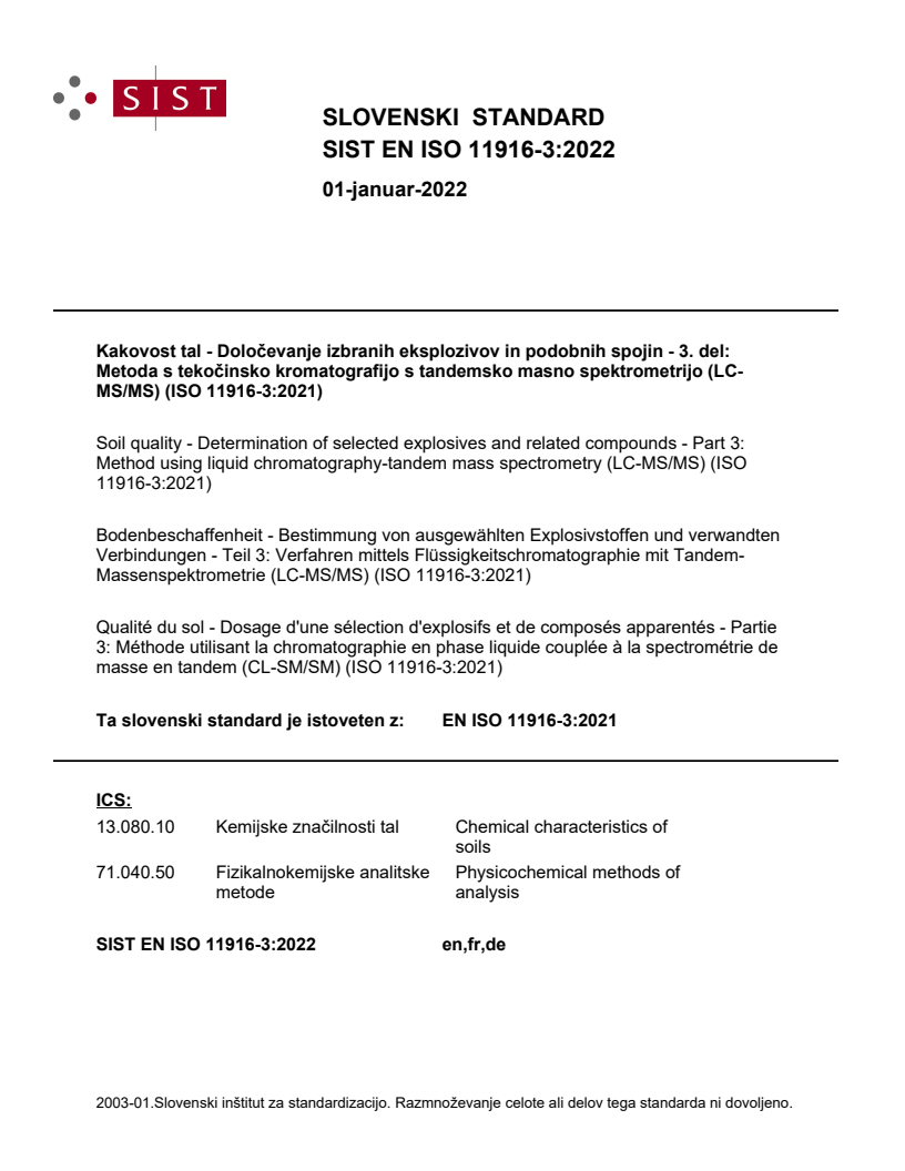EN ISO 11916-3:2021 EN ISO 11916-3:2022 - BARVE - Page 1 preview