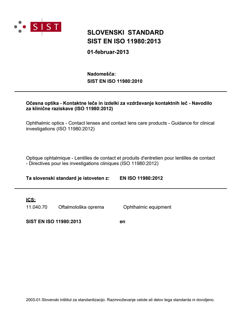 EN ISO 11980:2012 EN ISO 11980:2013 - Page 1 preview