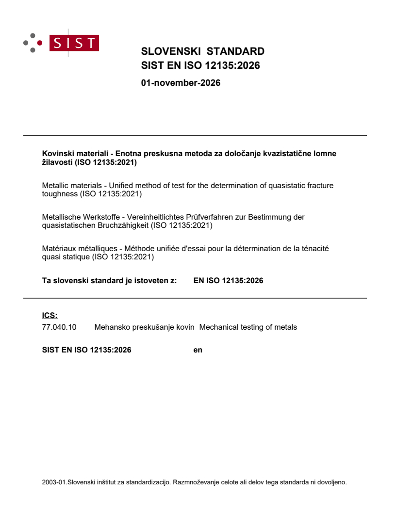SIST EN ISO 12135:2026 SIST EN ISO 12135:2026 - Page 1 preview