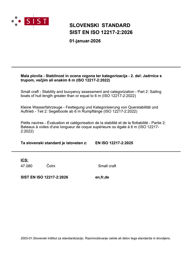SIST EN ISO 12217-2:2026 - BARVE