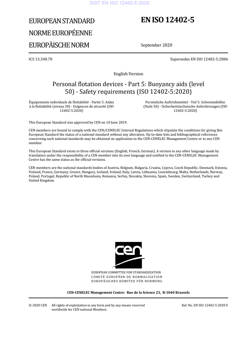 EN ISO 12402-5:2020 EN ISO 12402-5:2020 - Page 3 preview