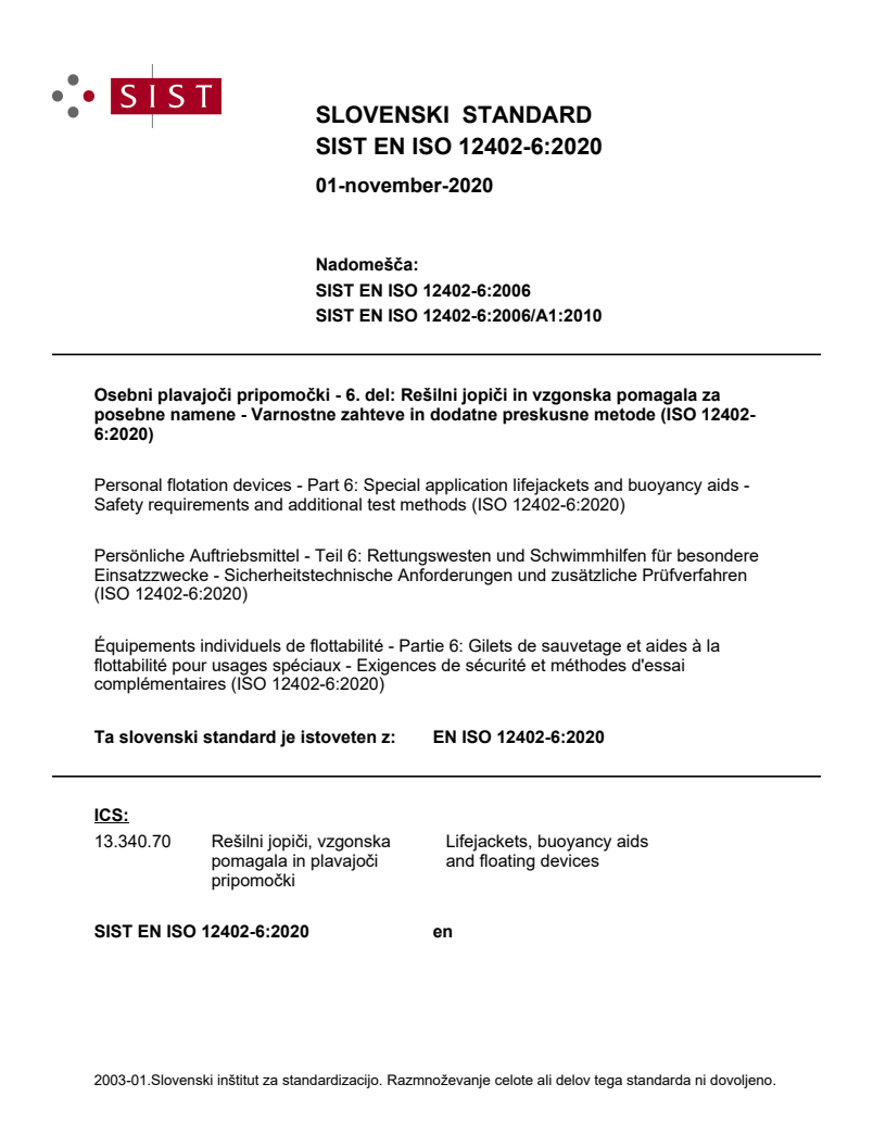 EN ISO 12402-6:2020 EN ISO 12402-6:2020 - Page 1 preview
