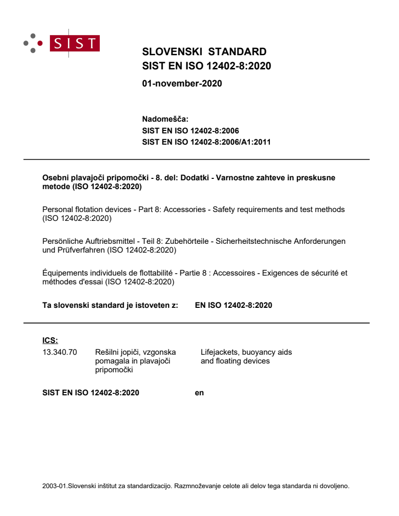 EN ISO 12402-8:2020 EN ISO 12402-8:2020 - Page 1 preview