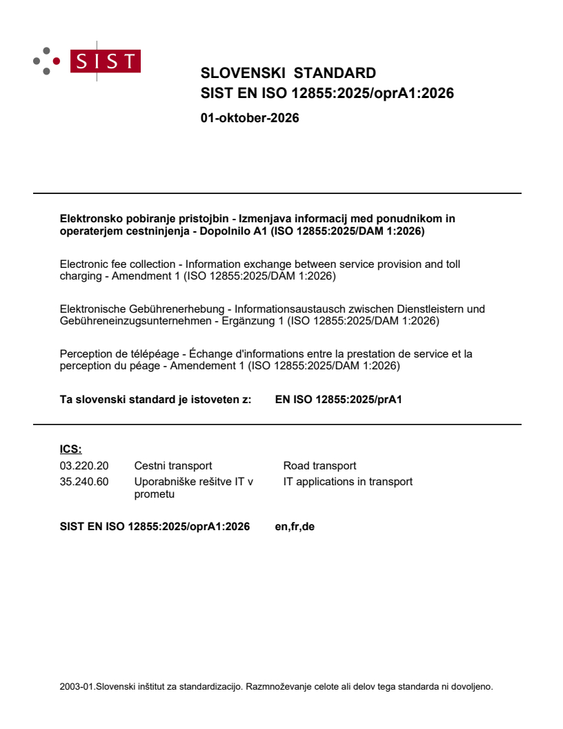 EN ISO 12855:2025/prA1 EN ISO 12855:2025/oprA1:2026 - Page 1 preview