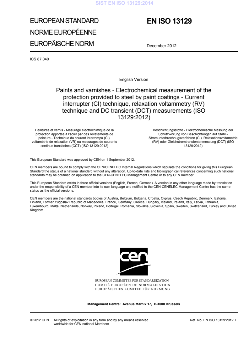 EN ISO 13129:2012 EN ISO 13129:2014 - BARVE - Page 3 preview