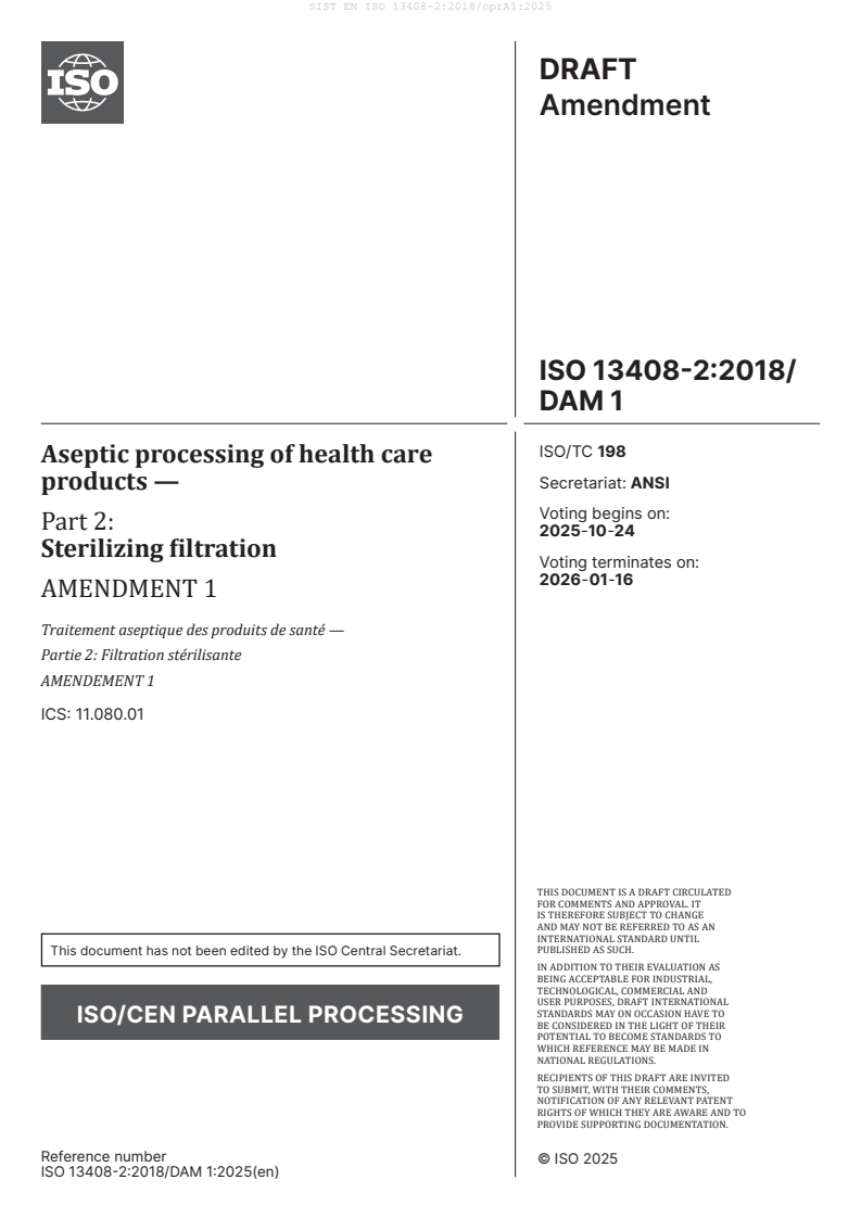 EN ISO 13408-2:2018/prA1:2025 EN ISO 13408-2:2018/oprA1:2025