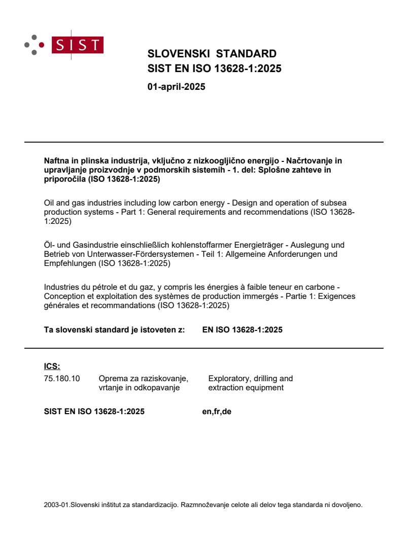 EN ISO 13628-1:2025 EN ISO 13628-1:2025 - Page 1 preview