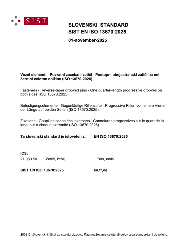 SIST EN ISO 13670:2025