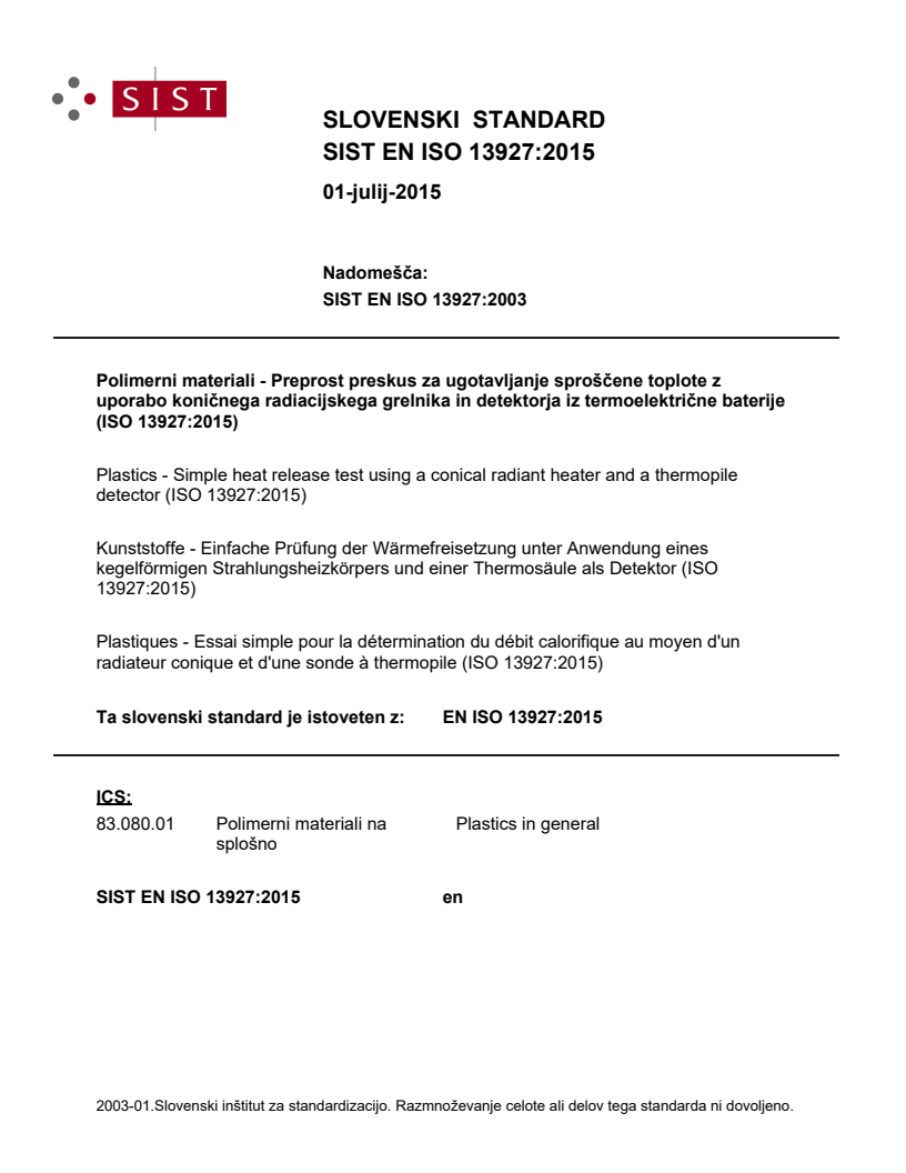 EN ISO 13927:2015 EN ISO 13927:2015 - Page 1 preview