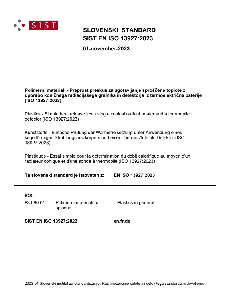 EN ISO 13927:2023 EN ISO 13927:2023 - BARVE - Page 1 preview