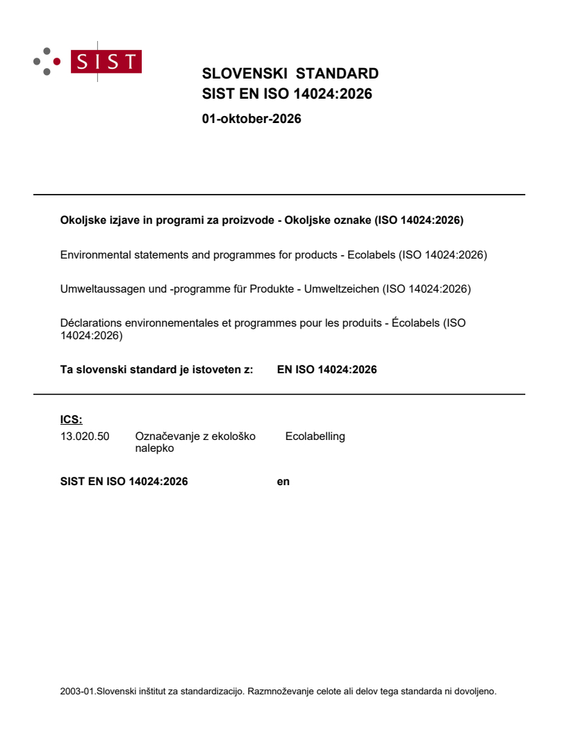 EN ISO 14024:2026 EN ISO 14024:2026 - Page 1 preview