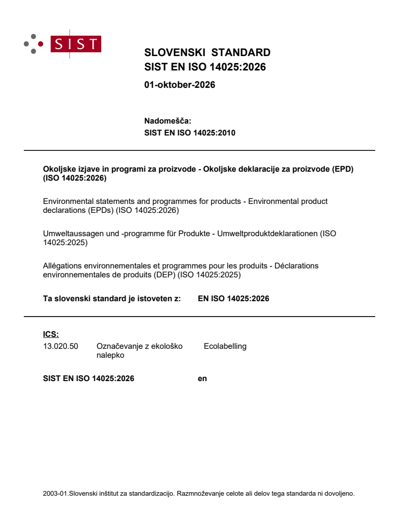 SIST EN ISO 14025:2026 SIST EN ISO 14025:2026 - Page 1 preview