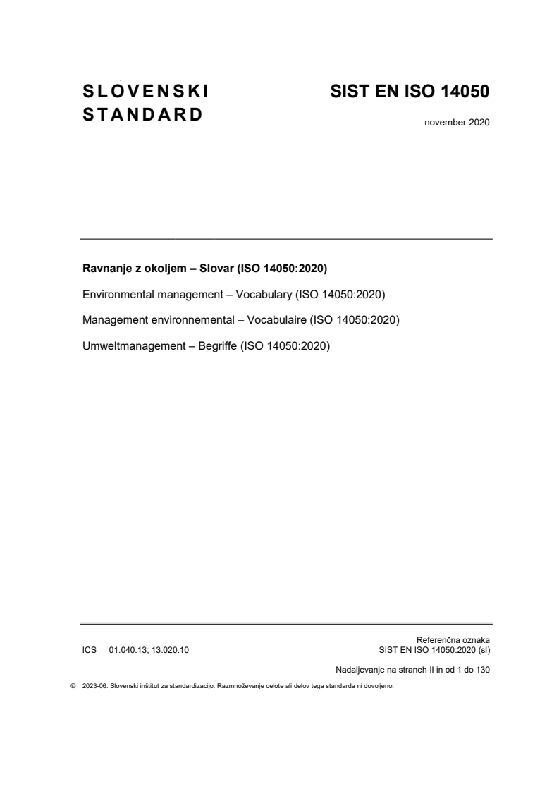 EN ISO 14050:2020 EN ISO 14050:2020 - Page 1 preview