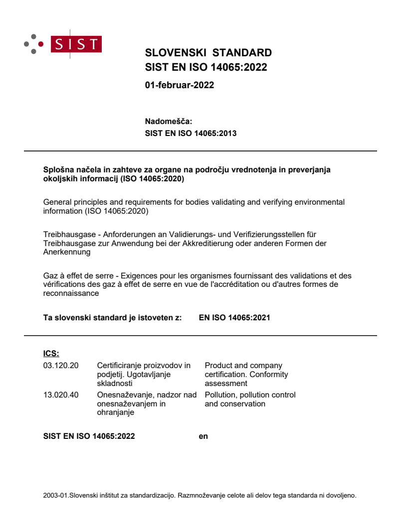EN ISO 14065:2021 EN ISO 14065:2022 - Page 1 preview