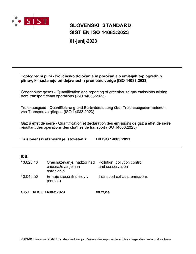 EN ISO 14083:2023 EN ISO 14083:2023 - Page 1 preview