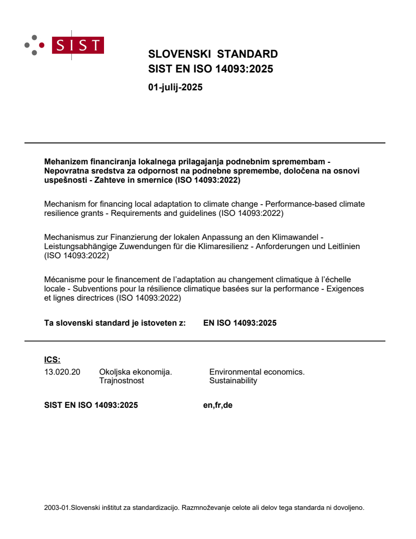 EN ISO 14093:2025 - BARVE