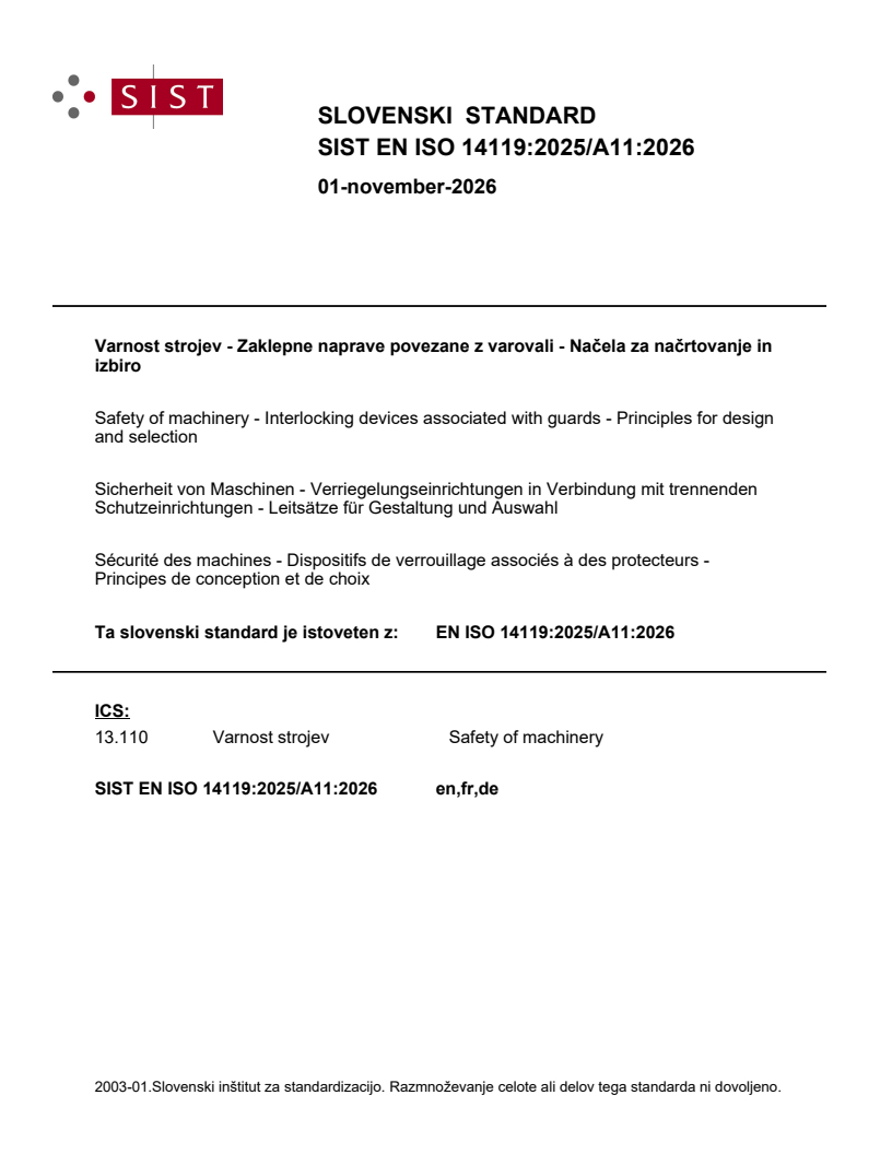 SIST EN ISO 14119:2025/A11:2026 SIST EN ISO 14119:2025/A11:2026 - Page 1 preview