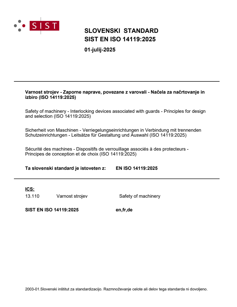 EN ISO 14119:2025 - BARVE