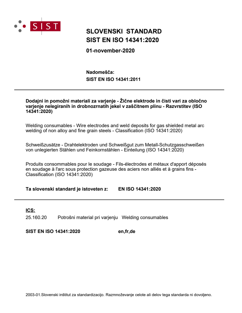 EN ISO 14341:2020 EN ISO 14341:2020 - Page 1 preview