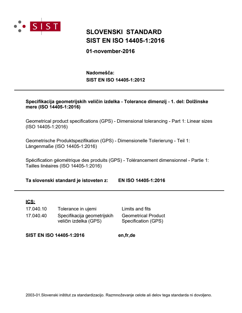 EN ISO 14405-1:2016 EN ISO 14405-1:2016 (EN) - Page 1 preview