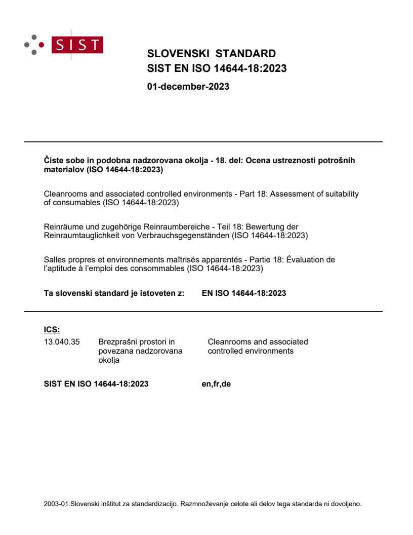 EN ISO 14644-18:2023 EN ISO 14644-18:2023 - Page 1 preview