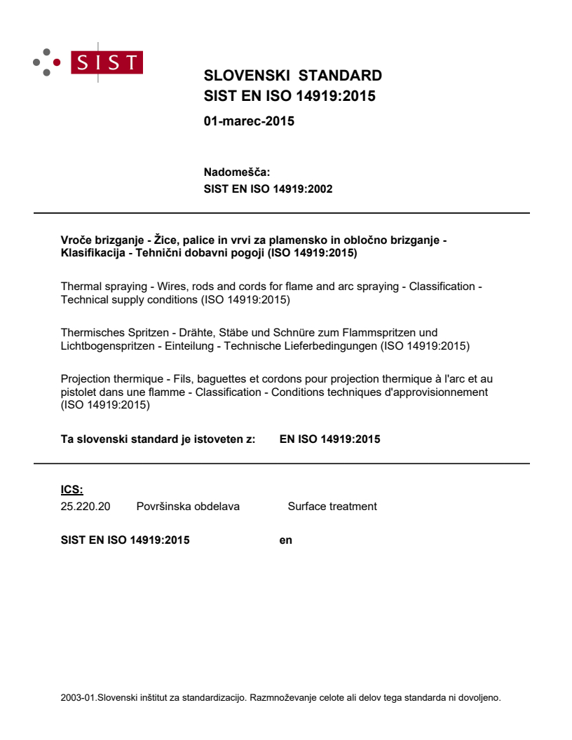EN ISO 14919:2015 EN ISO 14919:2015 - Page 1 preview