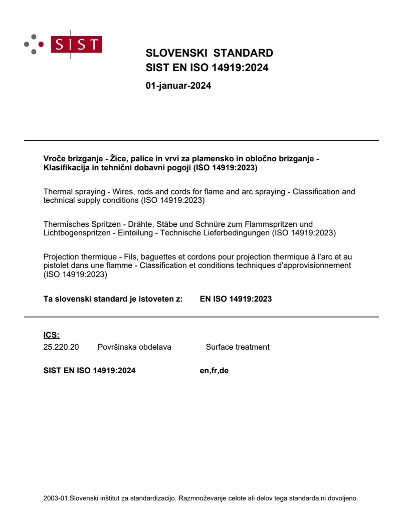 EN ISO 14919:2023 EN ISO 14919:2024 - Page 1 preview
