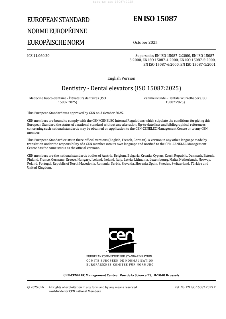 SIST EN ISO 15087:2025