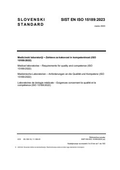 EN ISO 15189:2022 EN ISO 15189:2023 - Page 1 preview