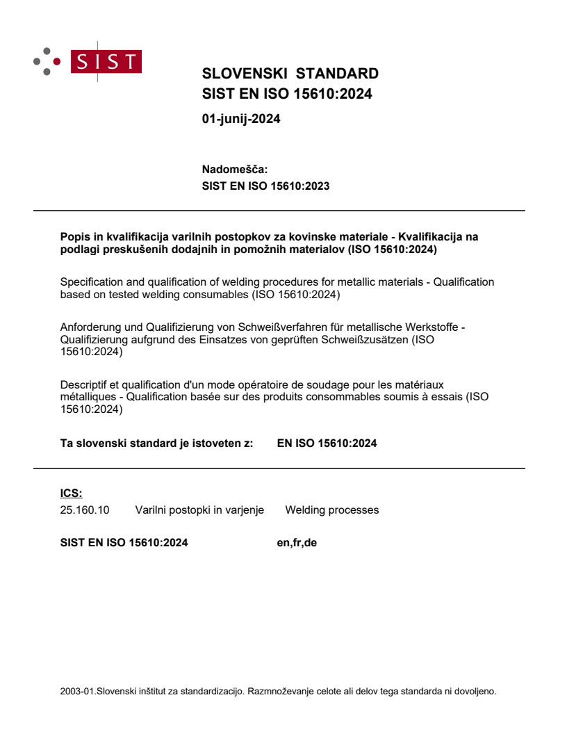 EN ISO 15610:2024 EN ISO 15610:2024 - Page 1 preview