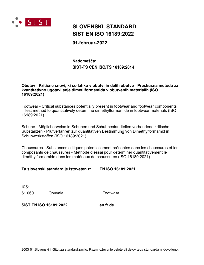 EN ISO 16189:2021 EN ISO 16189:2022 - Page 1 preview