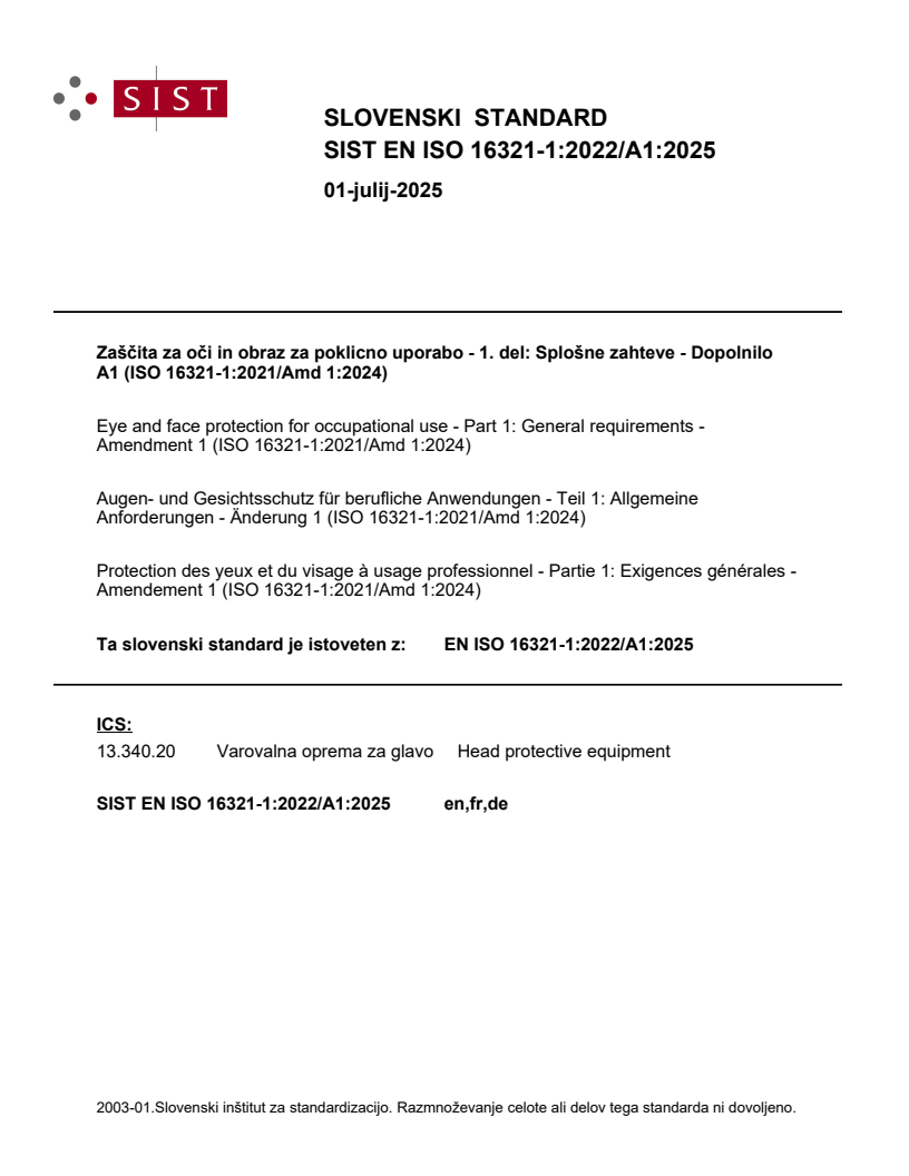 EN ISO 16321-1:2022/A1:2025