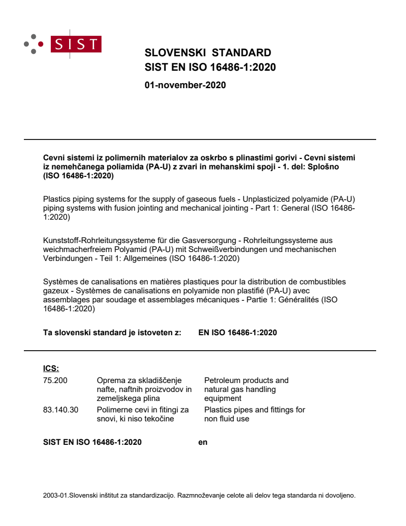 EN ISO 16486-1:2020 EN ISO 16486-1:2020 - Page 1 preview