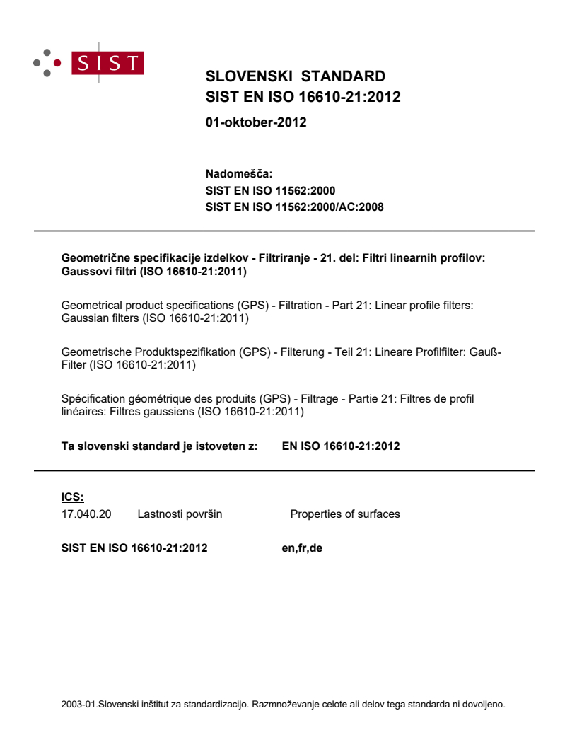 EN ISO 16610-21:2012 EN ISO 16610-21:2012 - Page 1 preview