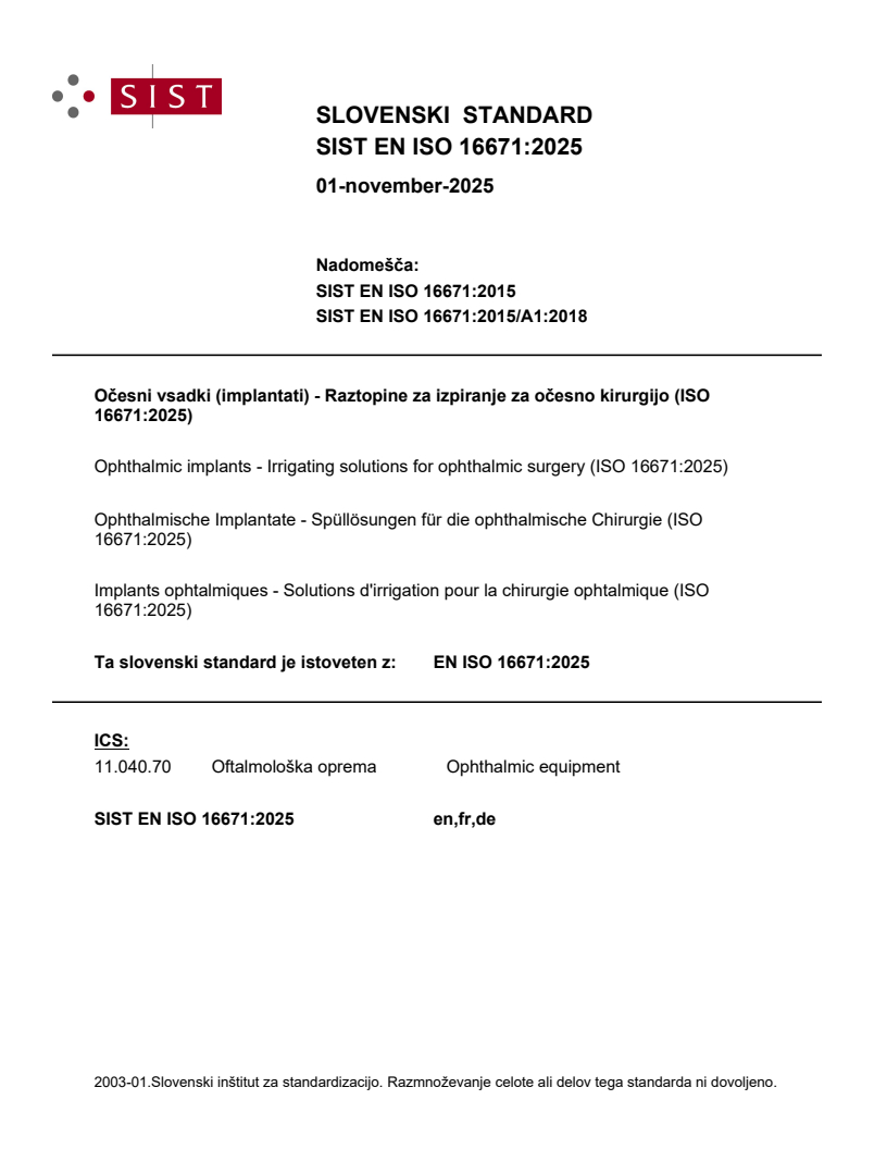 SIST EN ISO 16671:2025
