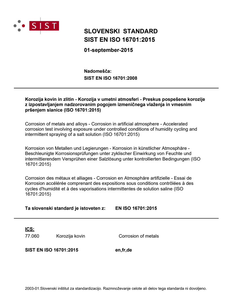 EN ISO 16701:2015 EN ISO 16701:2015 - Page 1 preview