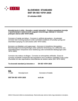 SIST EN ISO 16701:2025 - BARVE - Page 1 preview