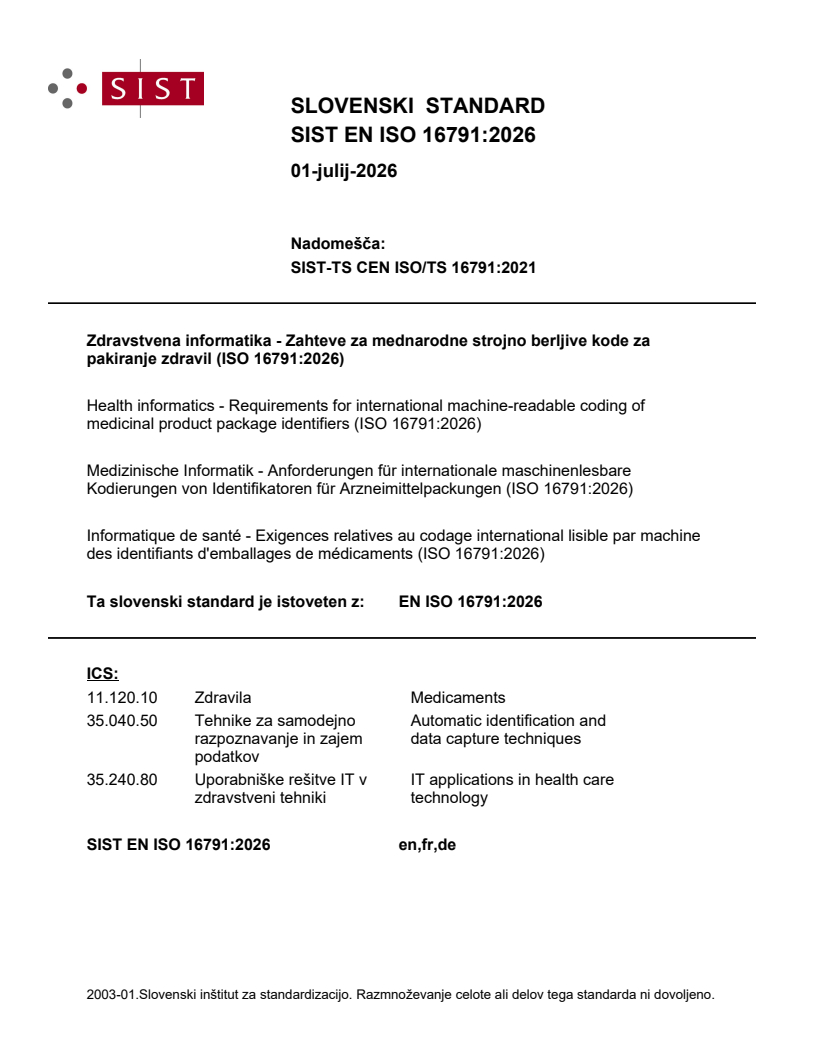 SIST EN ISO 16791:2026 SIST EN ISO 16791:2026 - BARVE - Page 1 preview